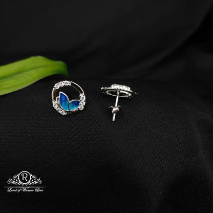 92.5 SILVER BLUE COLOUR BUTTERFLY EARRINGS-RCG328-1