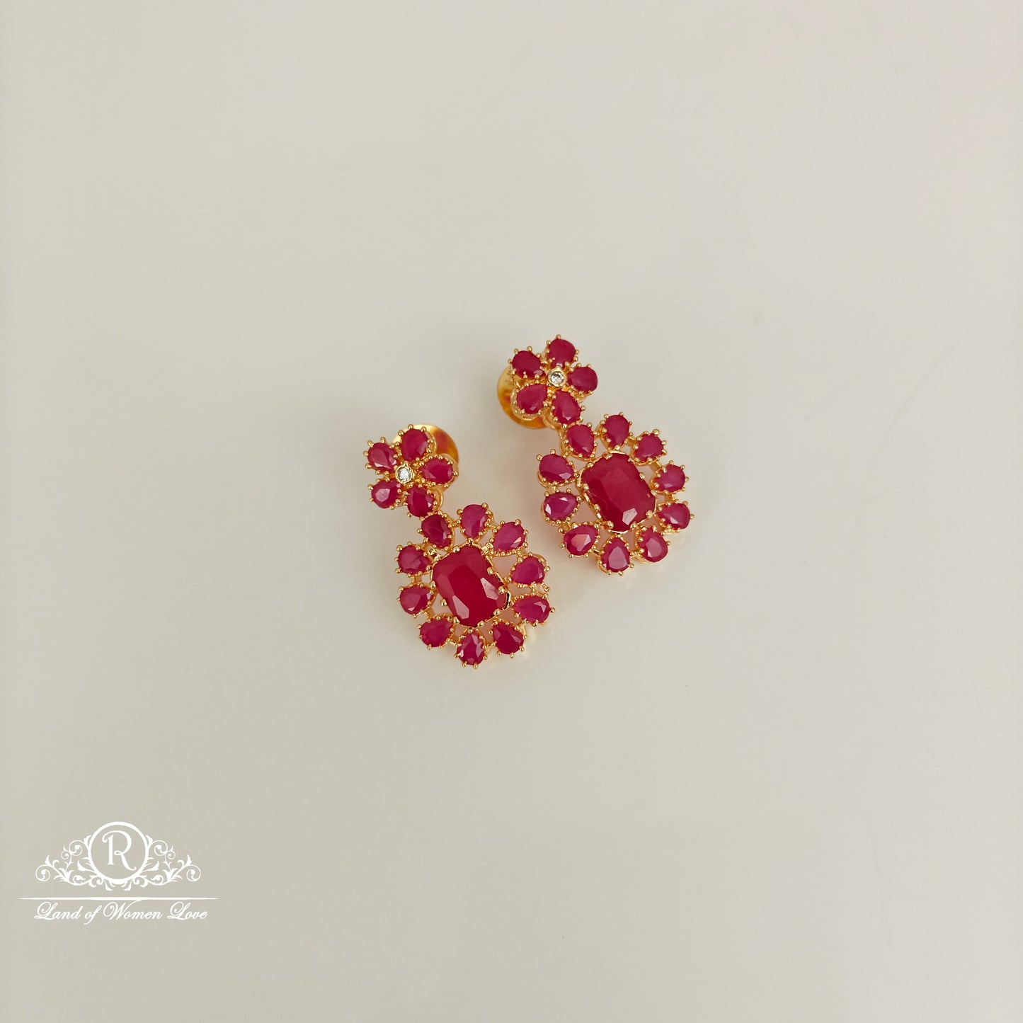 92.5 SILVER RUBY  EARRINGS -RCP185