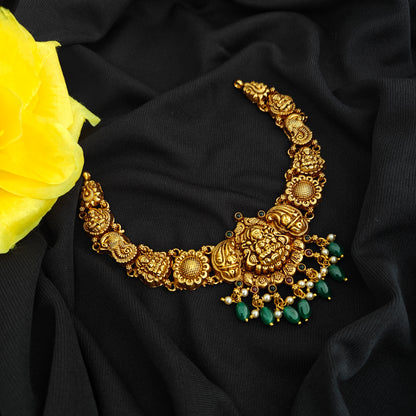 92.5 Silver  lakshmi devi Necklace design-RCV338