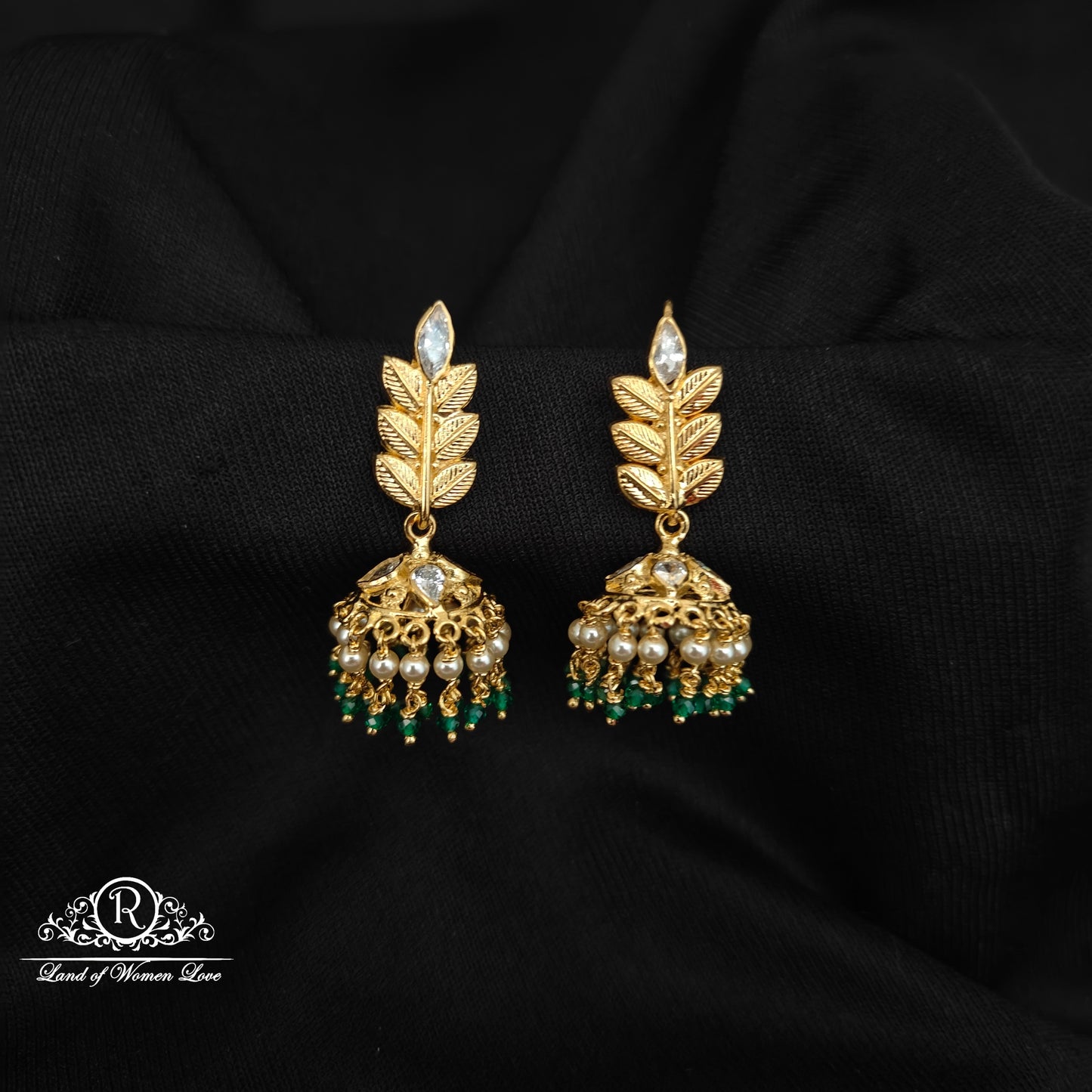 92.5 SILVER MANGO DESGIN HOOK MODEL  CHANGEABLE JUMKAS DESGIN EARRINGS-RCBH037