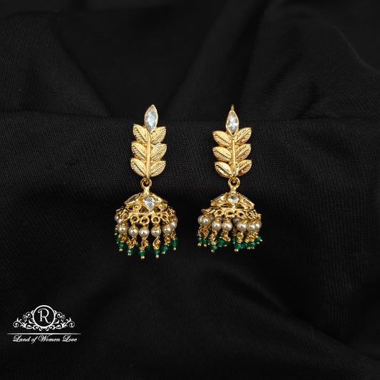 92.5 SILVER MANGO DESGIN HOOK MODEL  CHANGEABLE JUMKAS DESGIN EARRINGS-RCBH037