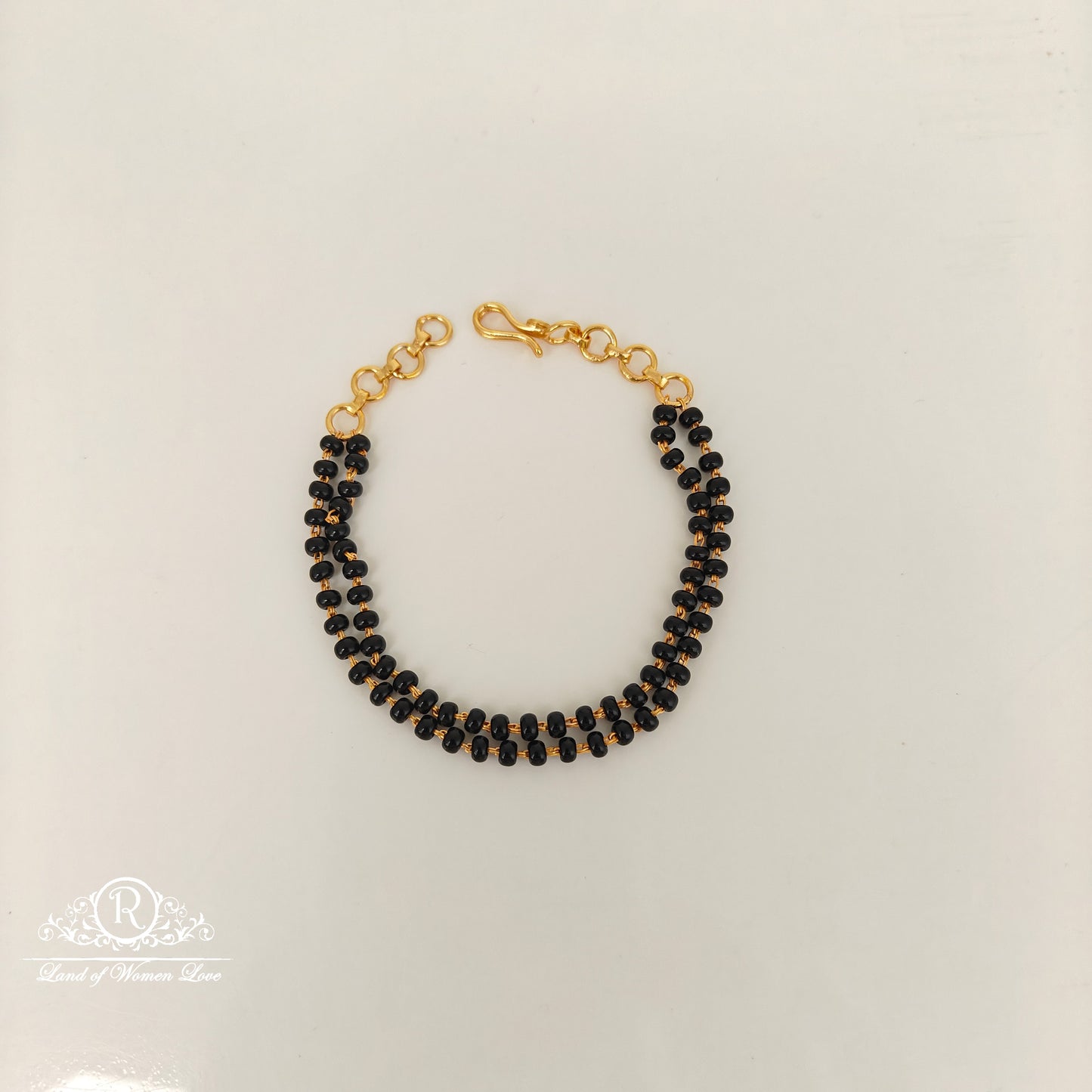 92.5 Silver Black Beads Bracelets-RCJR1151