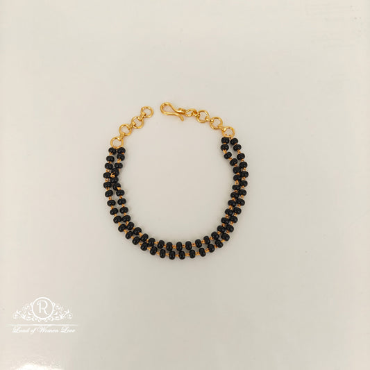 92.5 Silver Black Beads Bracelets-RCJR1151