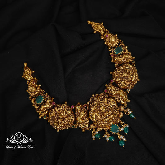 92.5 SILVER LAKSHMI DEVI WITH PEACOCK NECKLACE-RCM1371