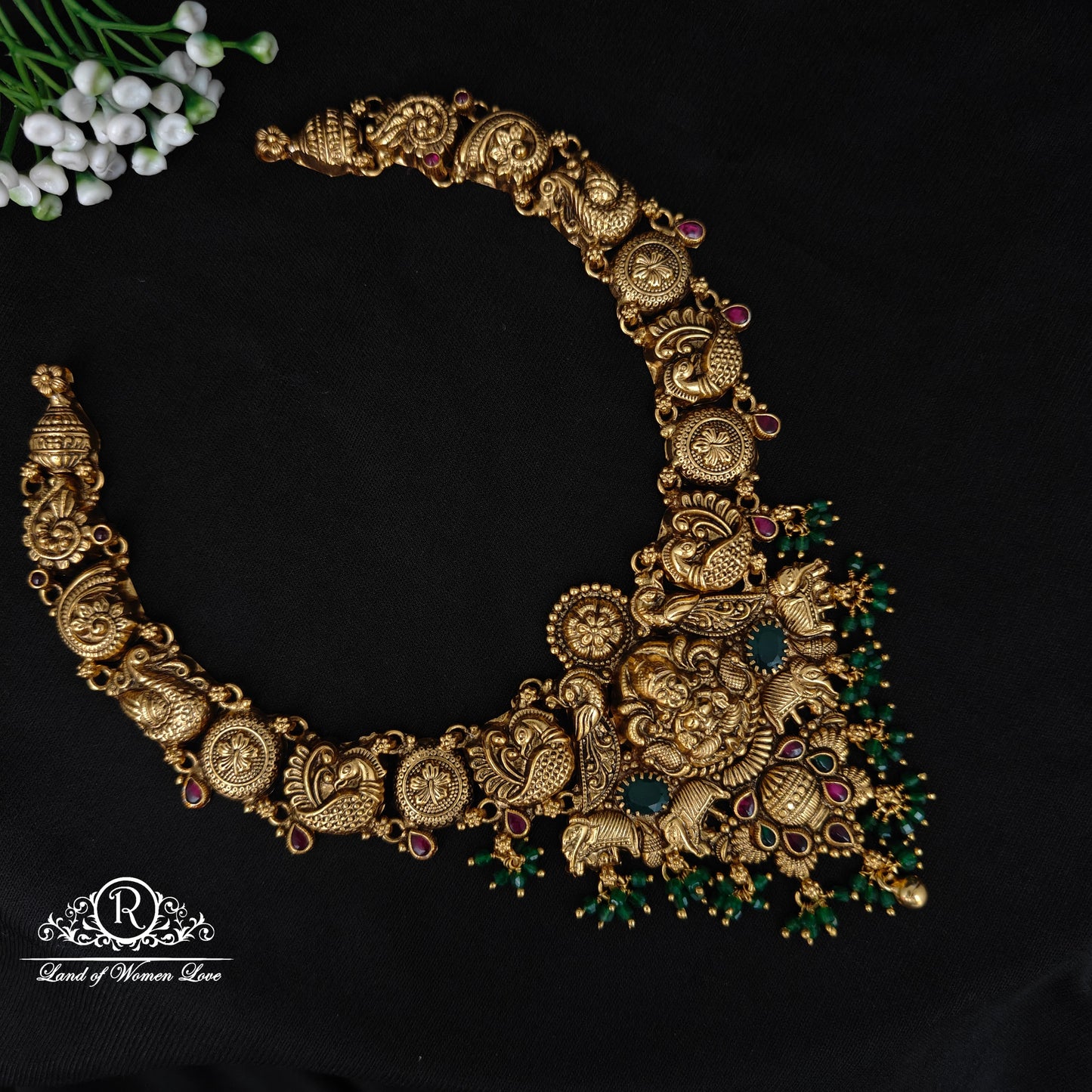 92.5 silver simple and Cute nakshi necklace with Lakshmi Devi Design -RCJR1005