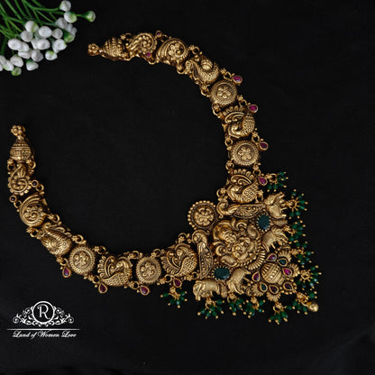 92.5 silver simple and Cute nakshi necklace with Lakshmi Devi Design -RCJR1005