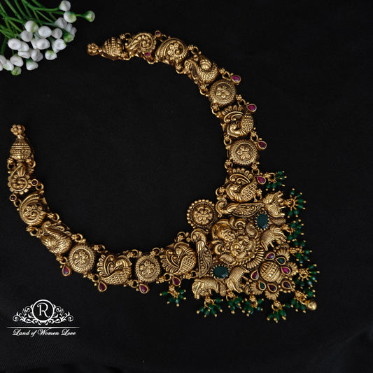 92.5 silver simple and Cute nakshi necklace with Lakshmi Devi Design -RCJR1005