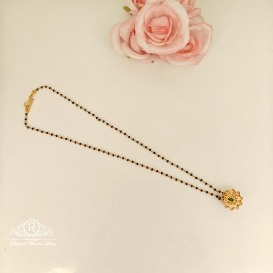 92.5 Silver black beads chain -RCH1184