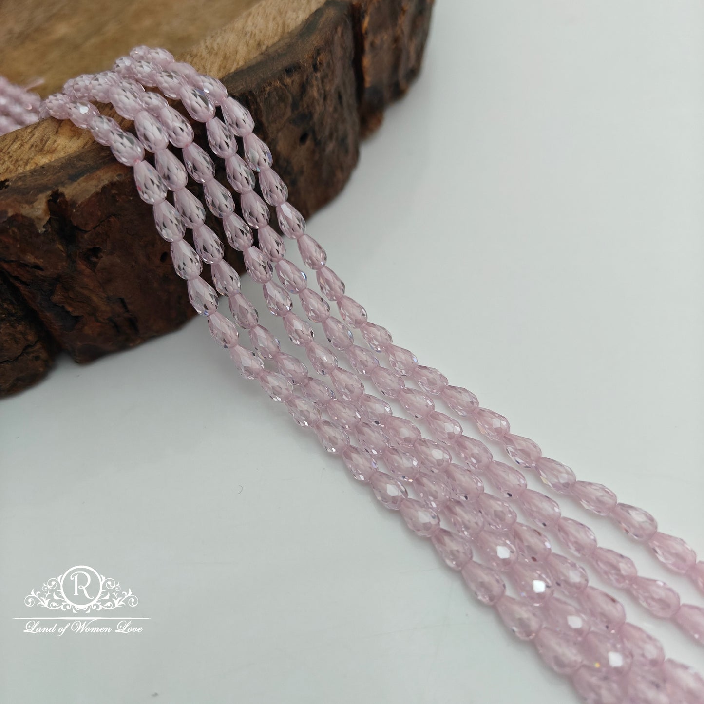 Pink colour drop shape cz beads-RCJM229