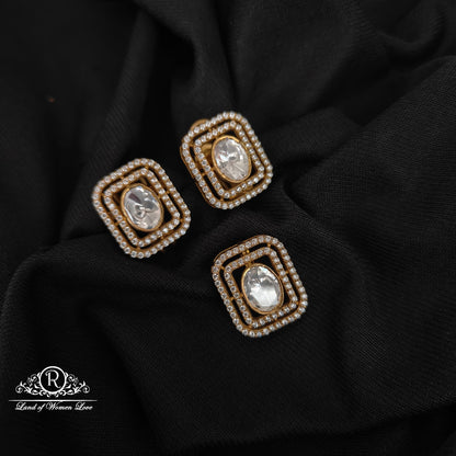 92.5 silver mossinate pendent with earrings set -RCVH42