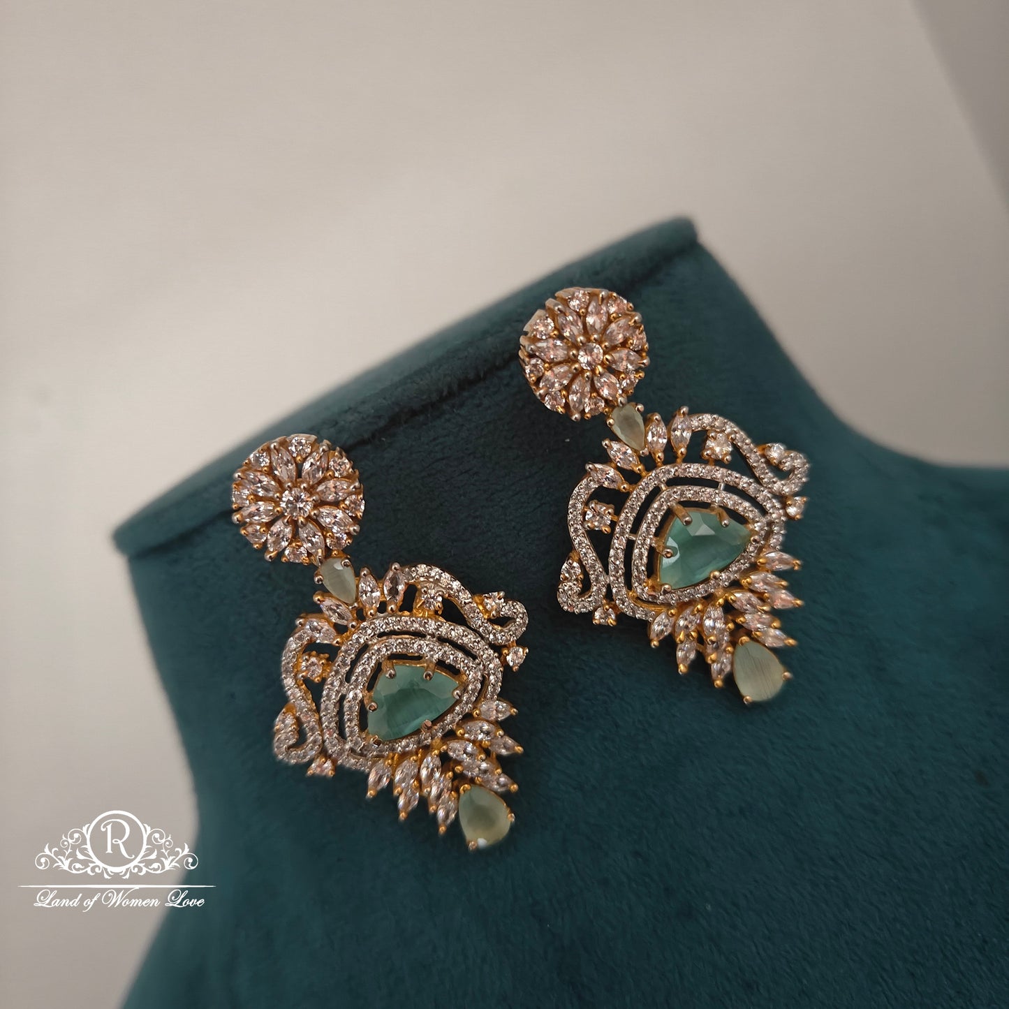 92.5 silver cz earrings -RCDS353