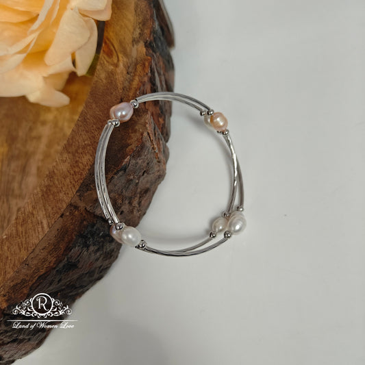 Sterling silver pearl bracelet-RCMR48-1