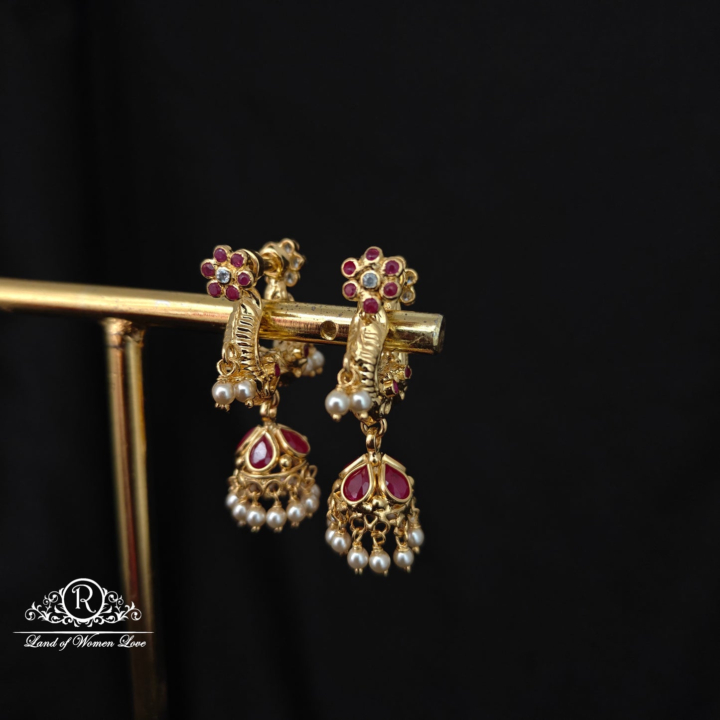 92.5 silver makara kundan earrings -RCBH061