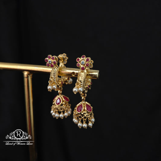 92.5 silver makara kundan earrings -RCBH061