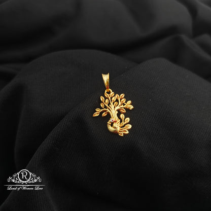 92.5 Silver Tree and peacock design with gold polish locket-RCR270
