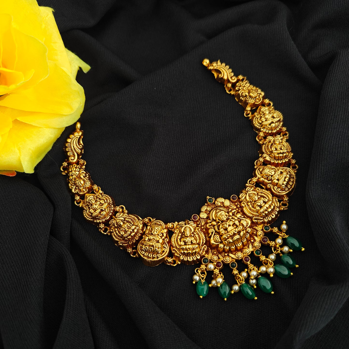 92.5 Silver  lakshmi devi Necklace design-RCV339
