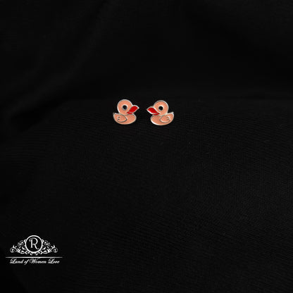 92.5 silver duck design kids earrings -RCHS33-11