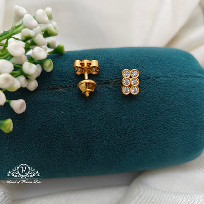92.5 Silver Small White Stone  Earrings-RCR045