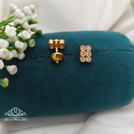 92.5 Silver Small White Stone  Earrings-RCR045