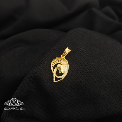 92.5 Silver Ganesh design with gold polish locket-RCR262