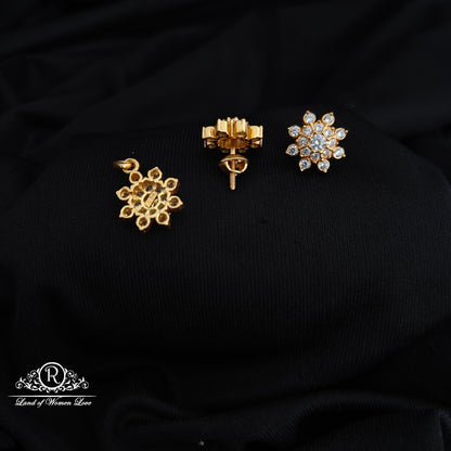 92.5 Silver flower design locket with earrings-RCR248