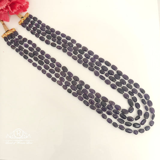 GEM STONE 4 LINES PURPLE BEADS MALA-RCH1050