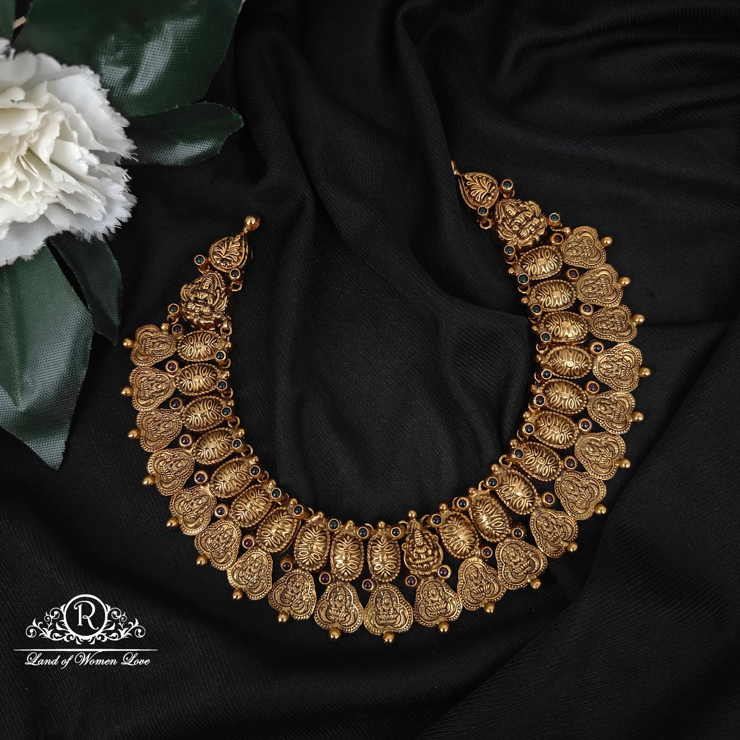 92.5 SILVER LAKSHMI DEVI KASU NECKLACE-RCP179