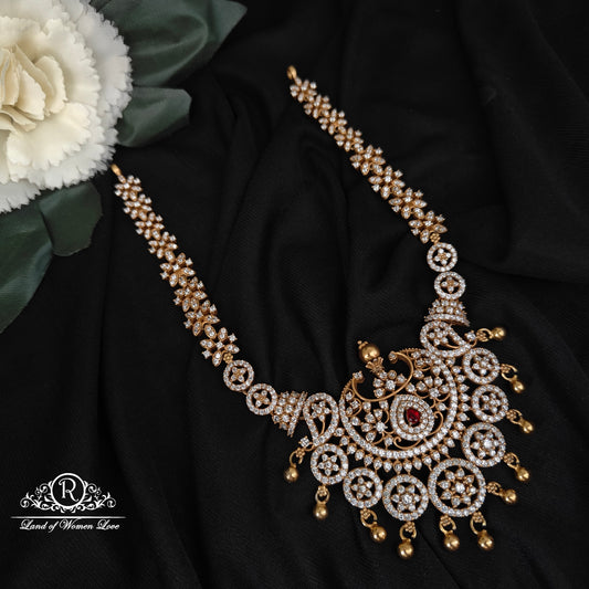 Silver CZ- White Stones Necklace-C097