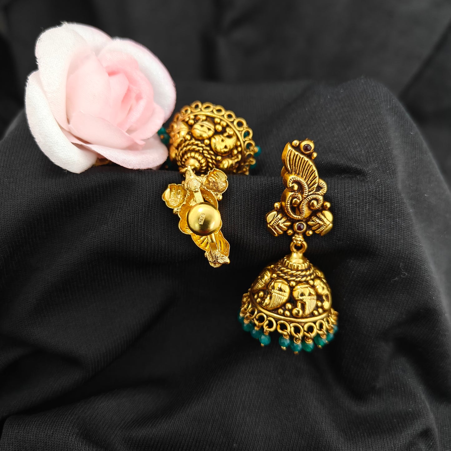 92.5 Silver jumkas with mango design and hanging-RCM1607