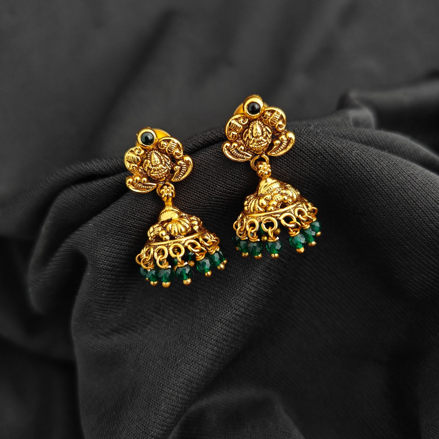 92.5 Silver With Gold Polish  Lakshmi Devi Jumkas -RCV403