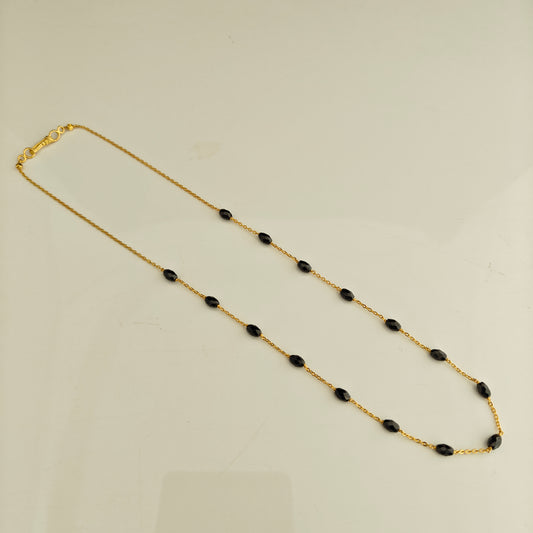 92.5 Silver with gold polish Black Beads -RCH1330