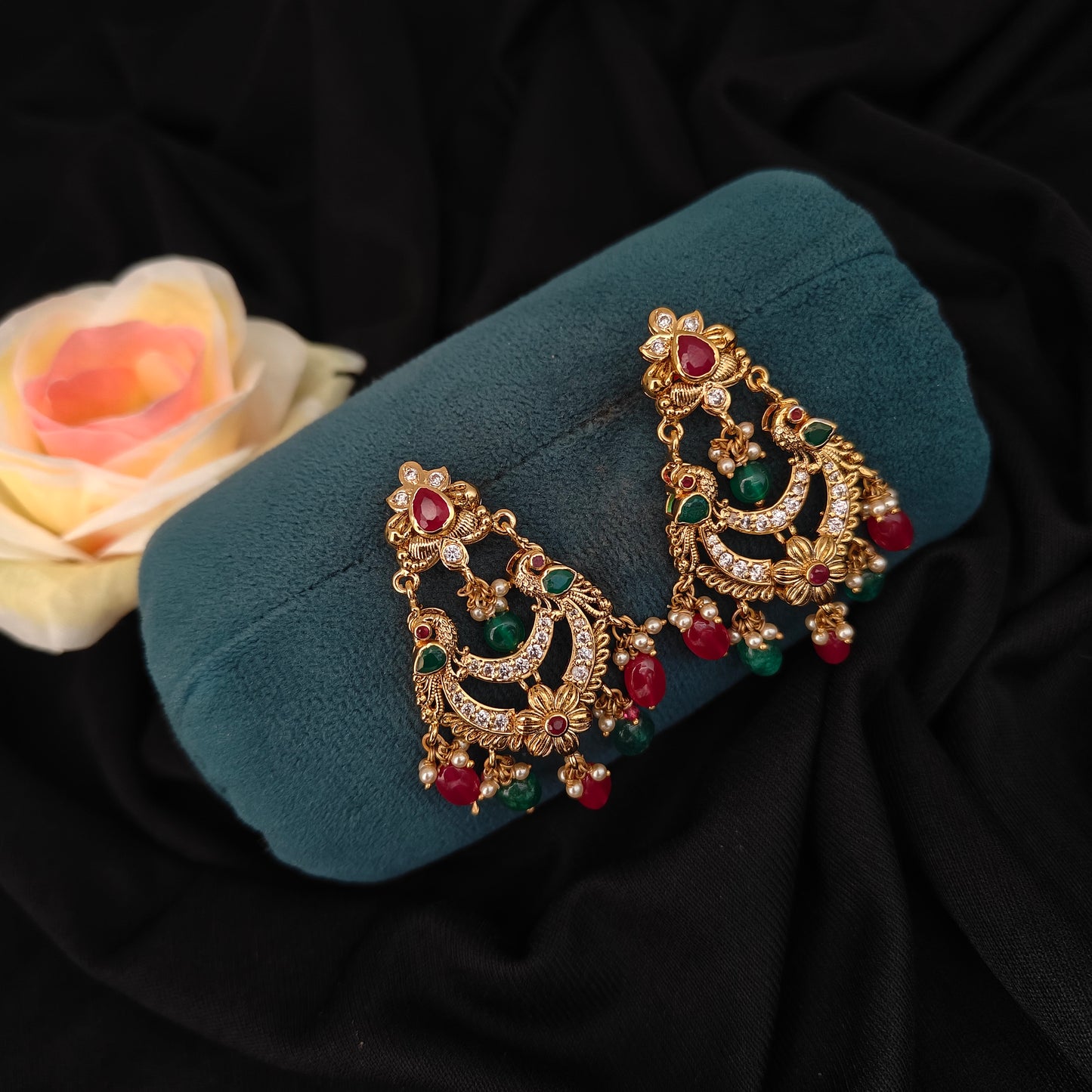 92.5 SILVER CHANDBALI EARRINGS -RCMB016