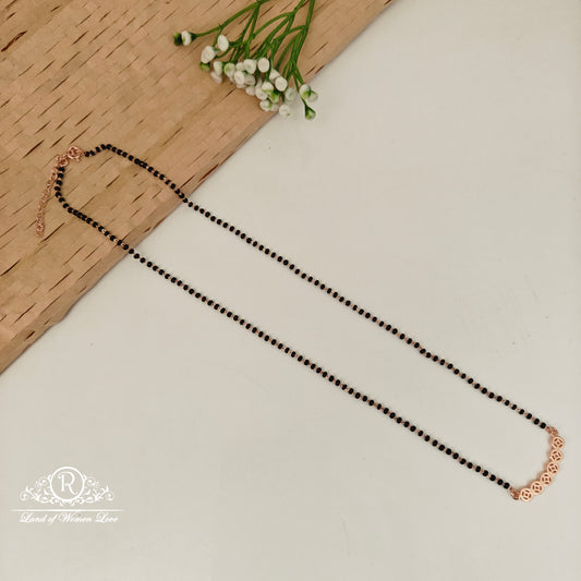 92.5 SILVER ROSE GOLD POLISH BLACK BEADS CHAIN-RCRB36