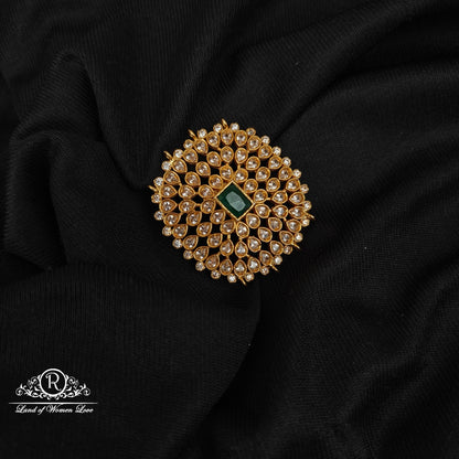 92.5 silver side locket with green and white stones -RCH1156