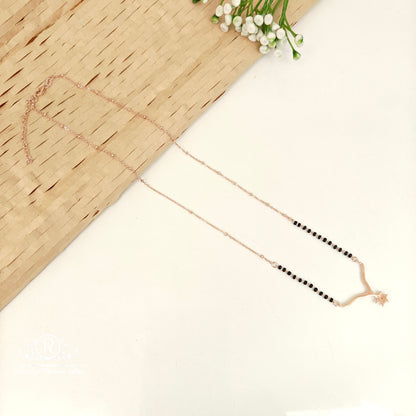 92.5 SILVER ROSE GOLD POLISH BLACK BEADS CHAIN-RCRB34