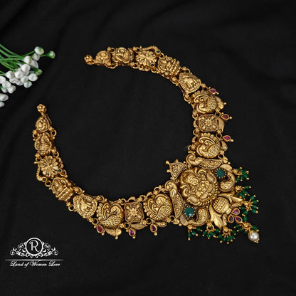 92.5 silver simple and Cute nakshi necklace with Lakshmi Devi Design -RCJR1011