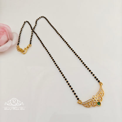 92.5 Silver with gold polish Black Beads with mala locket -RCCP468-11