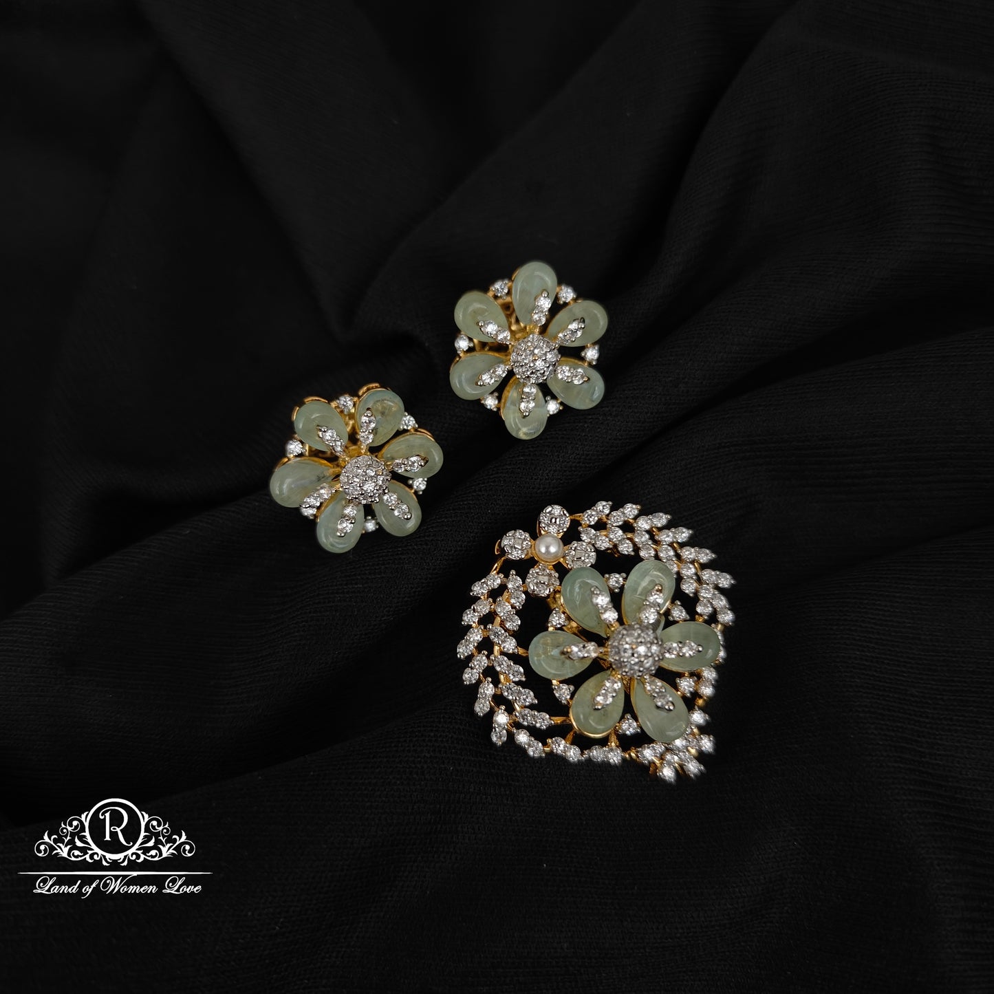 92.5 SILVER FUSHION COLLECTION EARRINGS WITH PENDANT SET-RCM1436