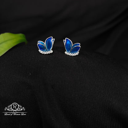 92.5 SILVER BLUE COLOUR BUTTERFLY EARRINGS-RCG328-6