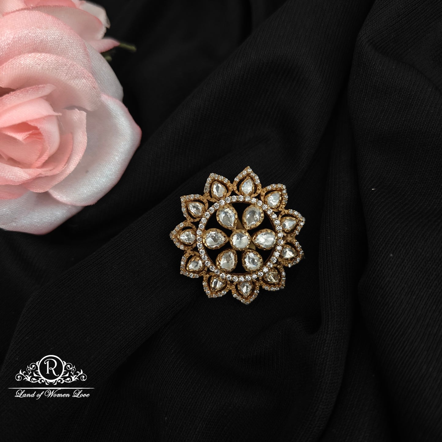 92.5 silver mossinate flower design pendent -RCMJ268