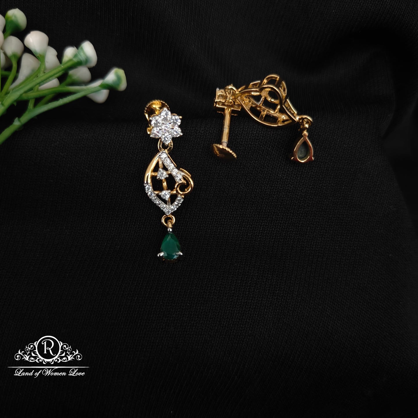 92.5 SILVER STONE EARRINGS-RCHD064