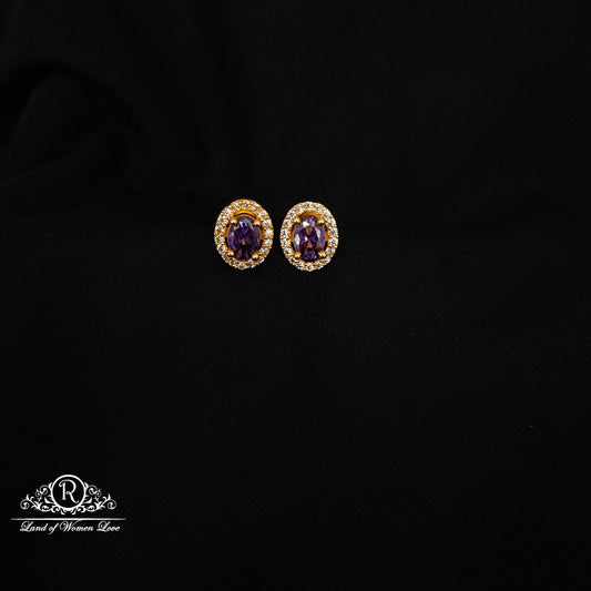 92.5-SILVER PURPLE STONE STUDS-RCZ992