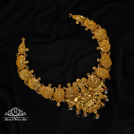 92.5-SILVER LAKSHMI DEVI WITH PEACOCK DESGIN NECKLACE-RCZ963