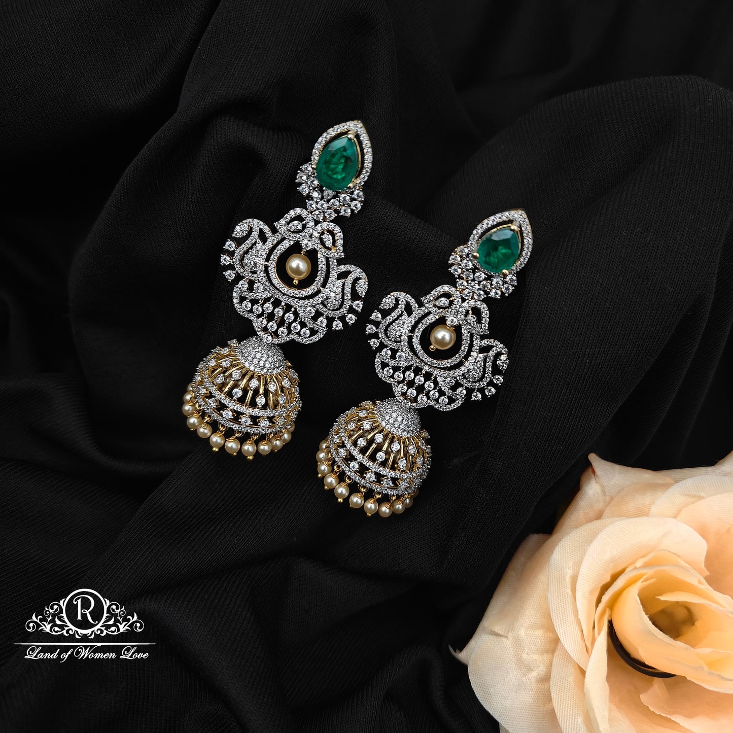 92.5 silver diamond finishing detachable earrings -RCD455