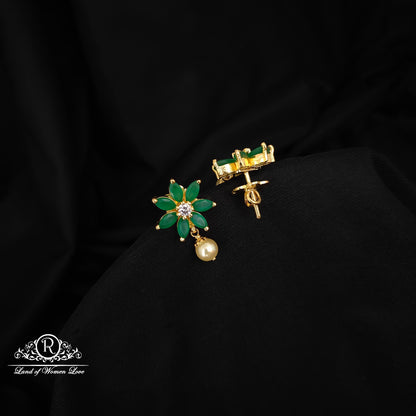 92.5 silver green stone earrings-RCBH005