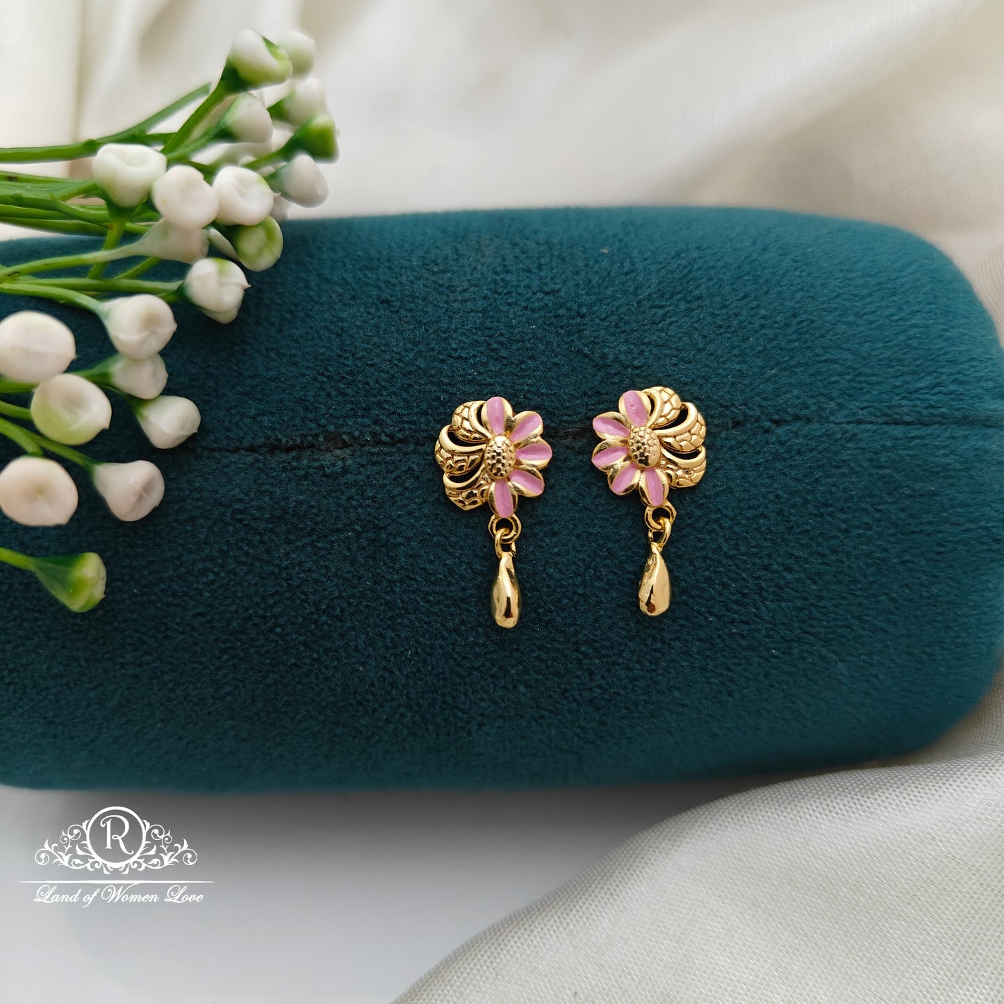 92.5 Silver Small Flower  Earrings-RCR073