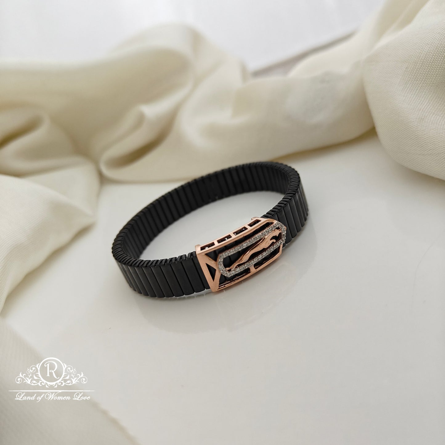92.5 silver rose gold polish tiger design bracelet -RCBD05