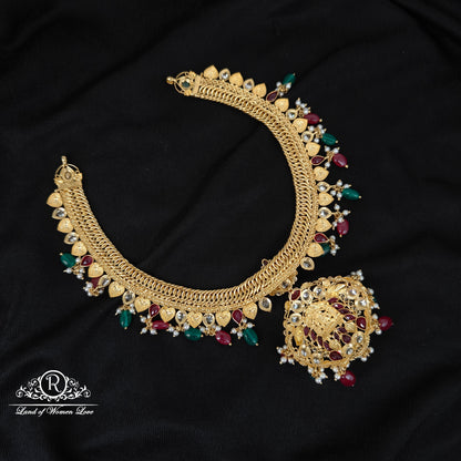 92.5 SILVER LAKSHMI DEVI JALEBI NECKLACE-RCMB008