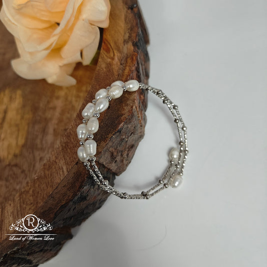 Sterling silver pearl bracelet-RCMR50-1