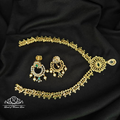 92.5 SILVER DIAMOND FINISHING NECKLACE WITH EARRINGS SET-RCZP05